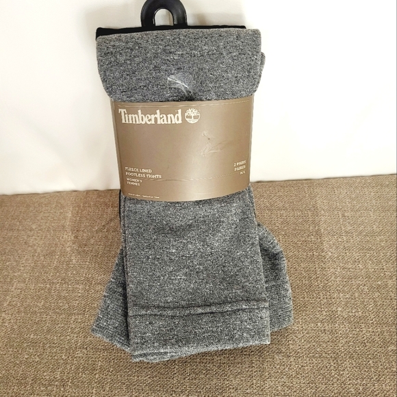 TIMBERLAND Fleece Footless Tights 2 Pairs M/L - Picture 1 of 3